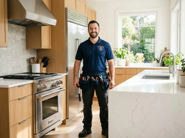 Appliance Repair Hero technician in a Bynum, NC kitchen after an appliance repair